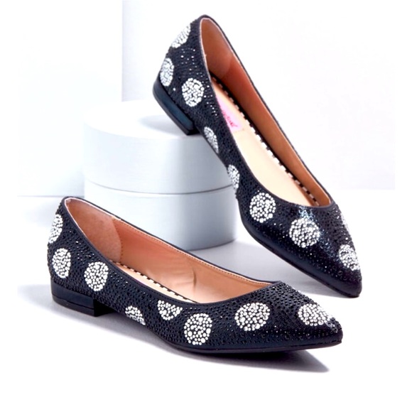 Betsey Johnson Bling Polka Dot Flats - Picture 1 of 12